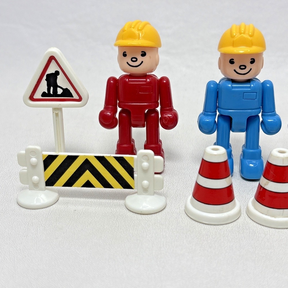 Playmobil Construction Worker Figures 1980s E3 With Signs Vintage - Picture 2 of 4